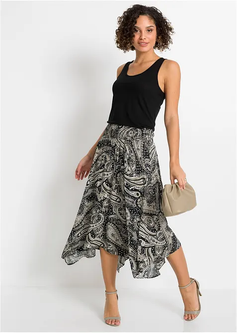 Skjørt med asymmetrisk nederkant, bonprix