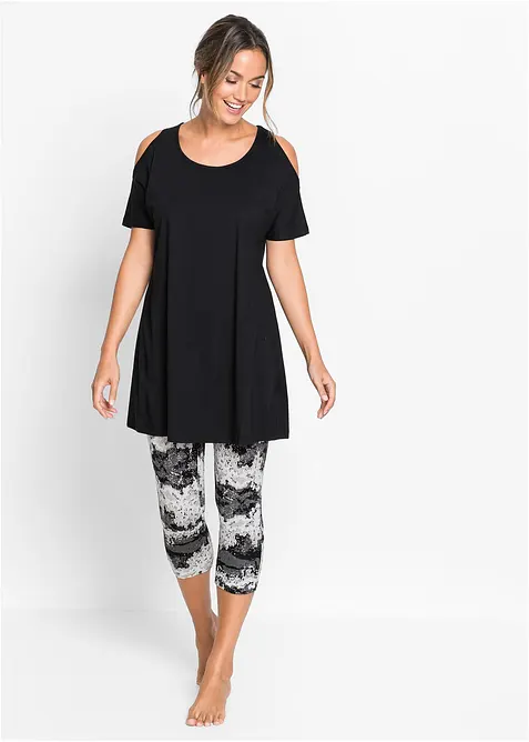 Capri pyjamas med korte ermer, bonprix