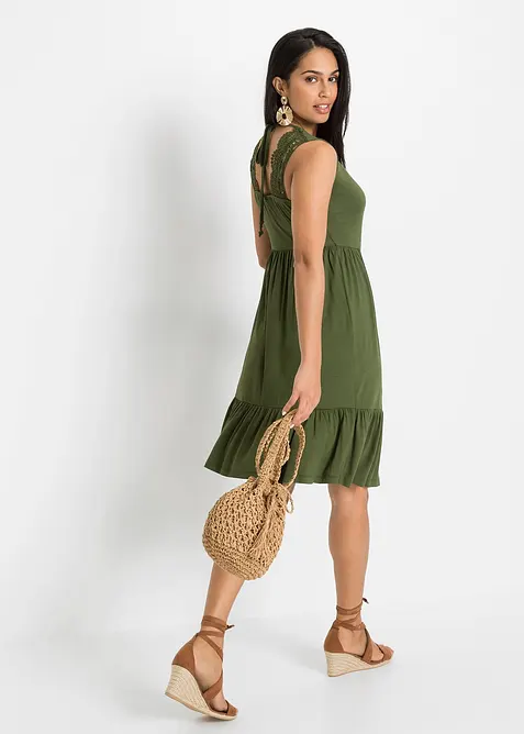 Jerseykjole med blonder, bonprix