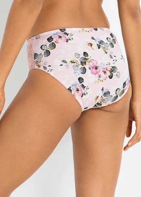 Truse med h&oslash;y midje og nydelige blonder (2-pack), bonprix