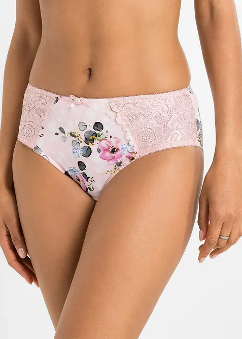 Truse med h&oslash;y midje og nydelige blonder (2-pack), bonprix