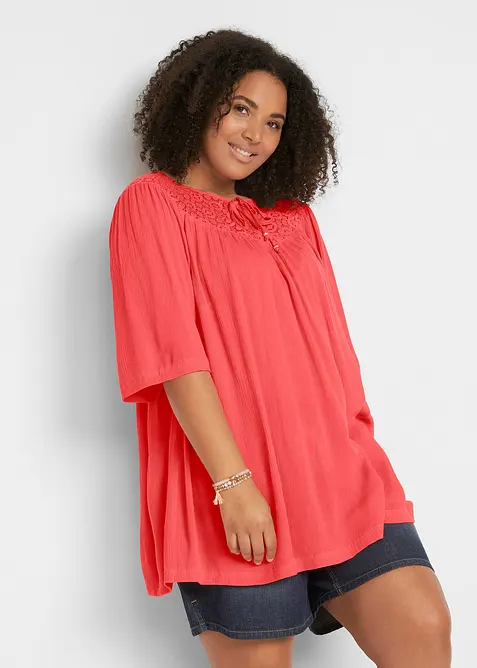 Lang, crinkle tunika, kortermet, bonprix