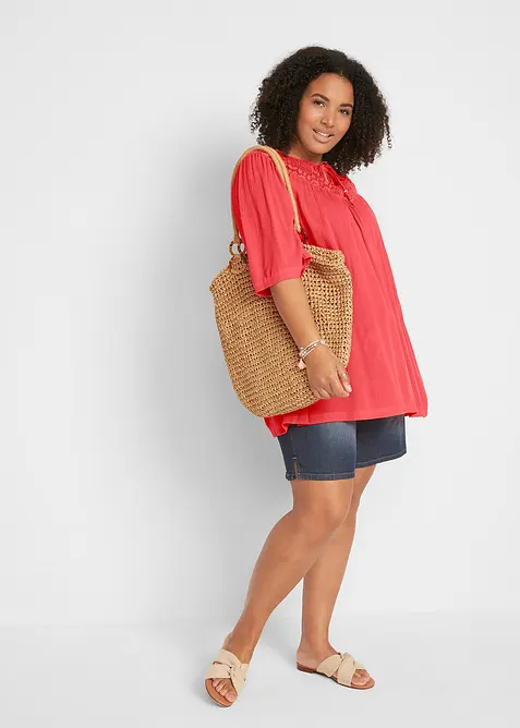 Lang, crinkle tunika, kortermet, bonprix