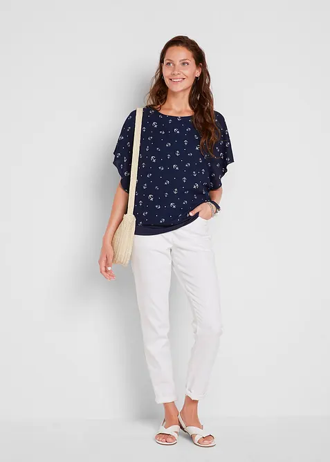Kortermet georgette-bluse, bonprix