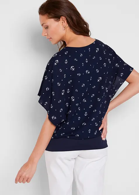 Kortermet georgette-bluse, bonprix
