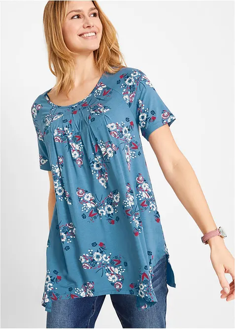 Lang, kortermet topp med snipper i falden, bonprix