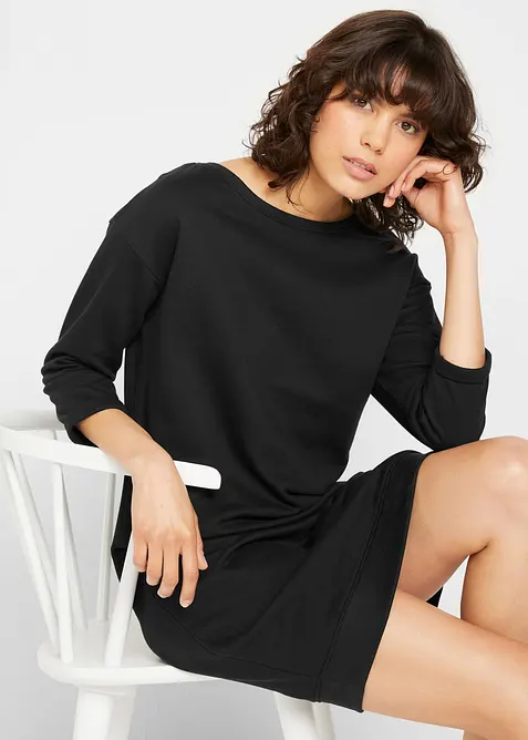 Sweatshirtkjole, 3/4-lange ermer, mykt flosset innside, bonprix
