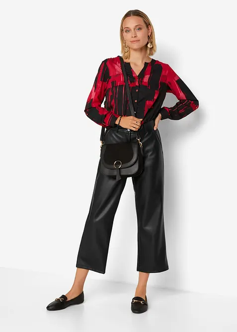 Lang, m&oslash;nstret chiffonbluse, bonprix