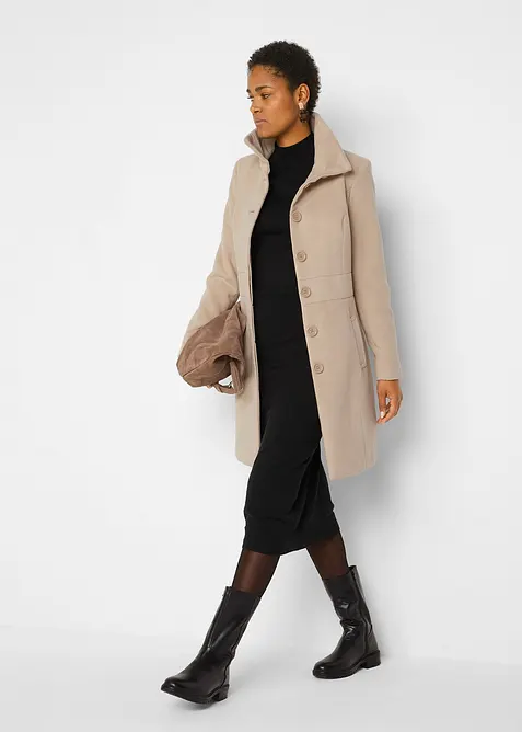 Finstrikket kjole med ståkrage, bonprix