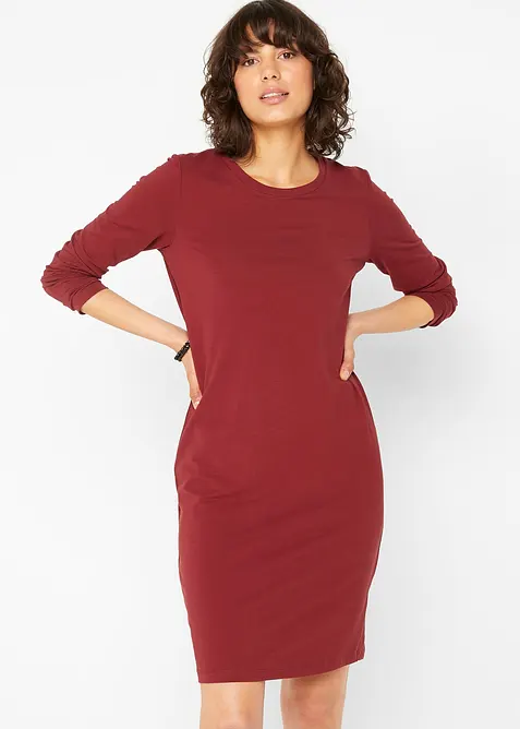 Figurnær jerseykjole i bomull med stretch (2-pack), bonprix