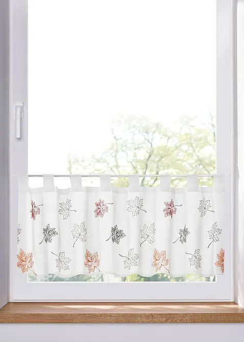 Gardinkappe med blad-broderi, bonprix