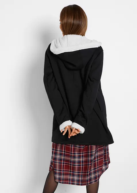 Sweatjakke med hette og teddypels, bonprix