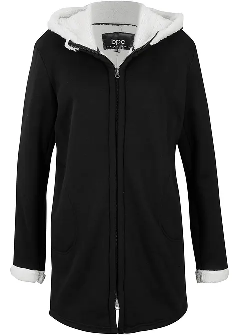 Sweatjakke med hette og teddypels, bonprix