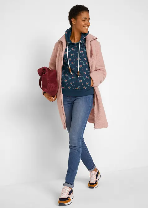 Hettegenser i 100% bomull med knyting, bonprix