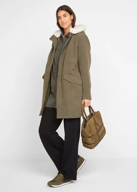 Vid bukse i viskosemiks med strikklinning, bonprix