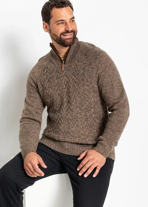 Half zip genser med ull, bonprix