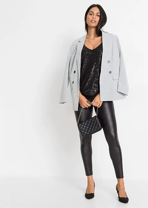 Jerseytopp med paljetter av myk viskosemiks, bonprix