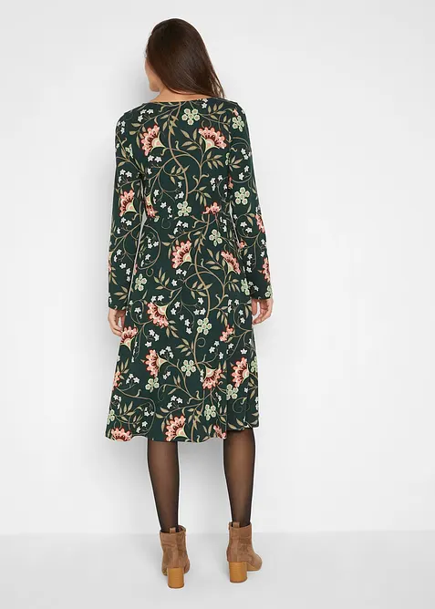 Bomull trikotkjole i omslagsstil, bonprix