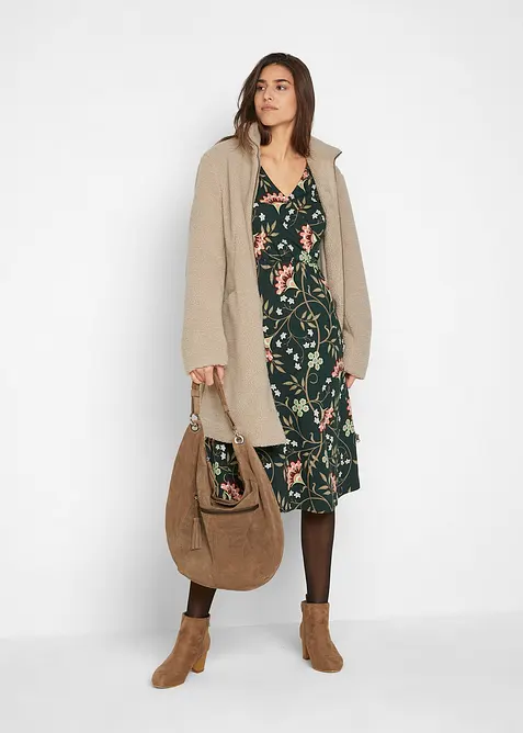 Bomull trikotkjole i omslagsstil, bonprix