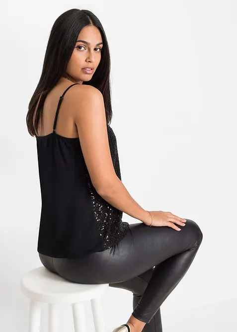 Jerseytopp med paljetter av myk viskosemiks, bonprix