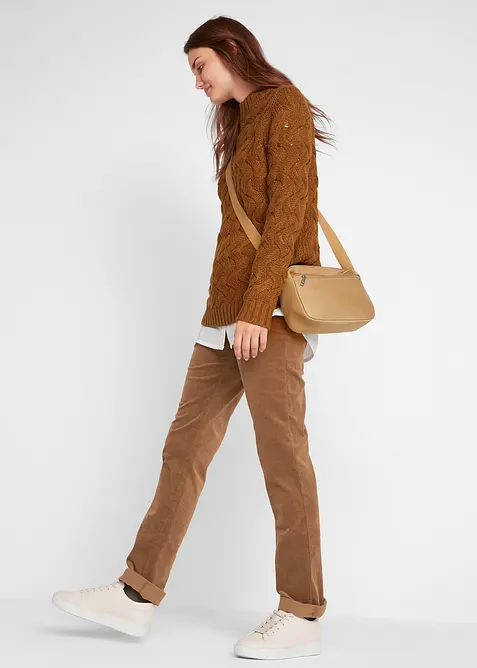 Kordfløyelsbukse med stretch, Straight, bonprix