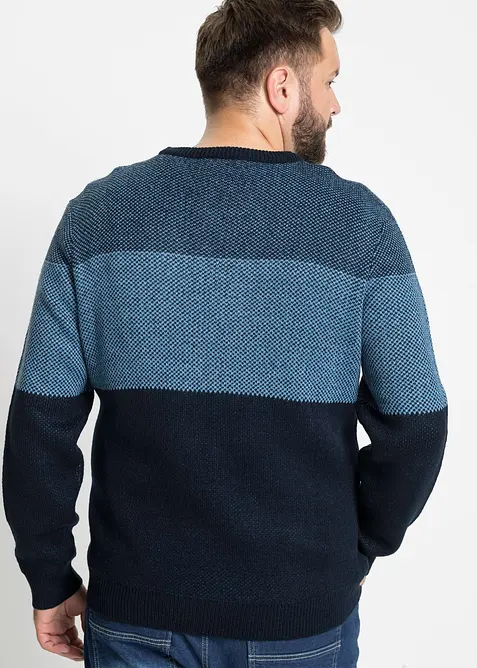 Genser med rund hals og colorblocking, bonprix