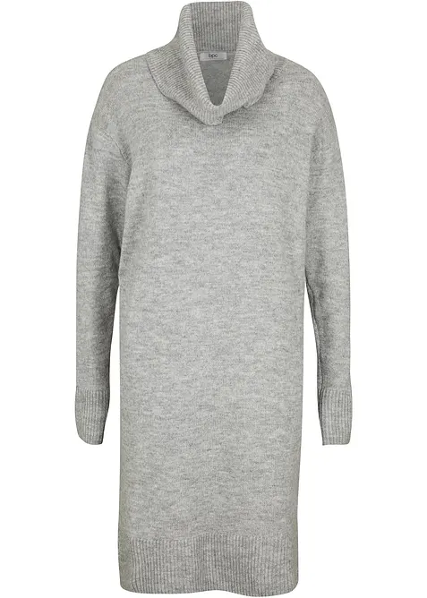 Oversized, strikket kjole med høy, vid hals, bonprix