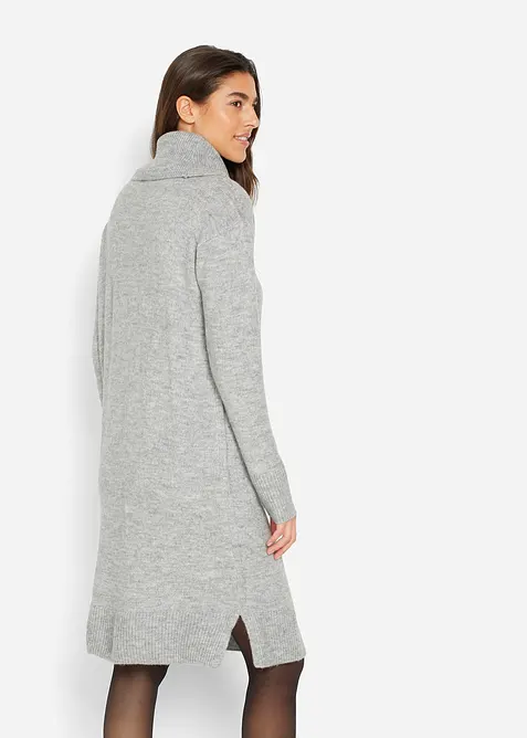 Oversized, strikket kjole med høy, vid hals, bonprix