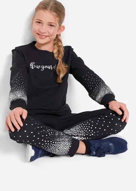 Sweatjakke + sweatbukse til jente (2-delt sett), bonprix