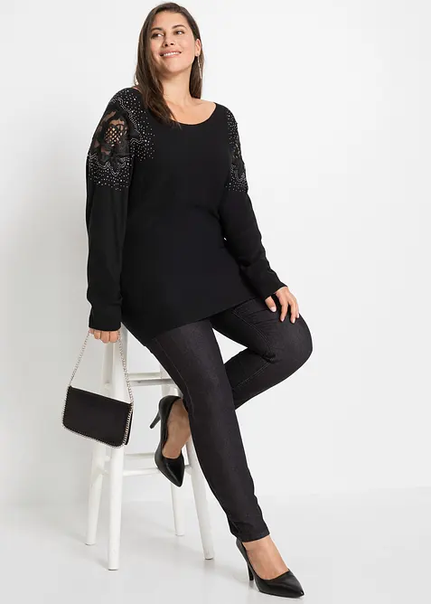 Finstrikket genser i viskosemiks, bonprix