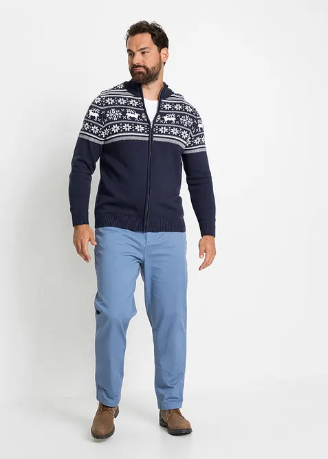 Strikkejakke med koftem&oslash;nster i hudvennlig, ren bomull, bonprix