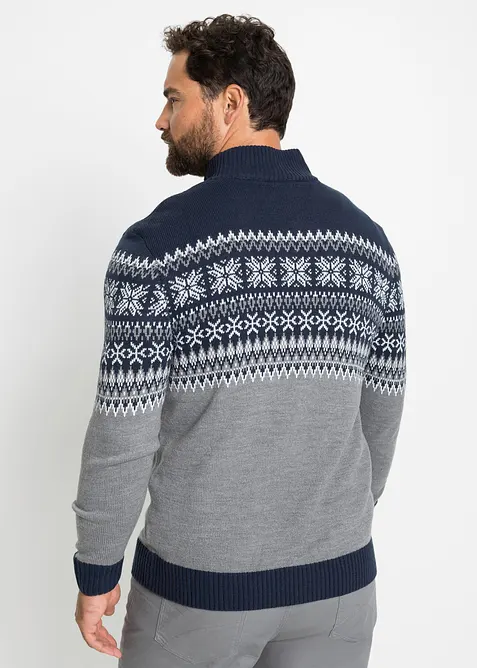 Genser med koftemønster og troyerkrage, bonprix