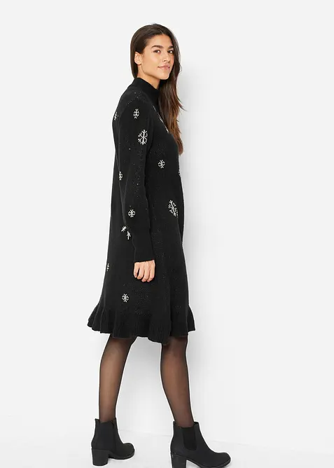 Strikkekjole med sn&oslash;fnugg, bonprix