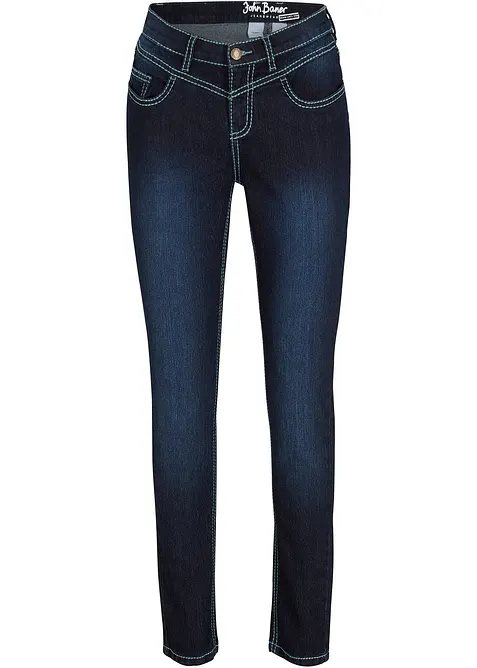 Skinny jeans Mid Waist, kontrastfargede sømmer, bonprix