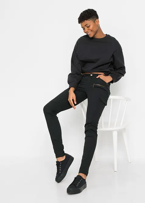 Cargobukse i bomullsmiks med elastan, bonprix