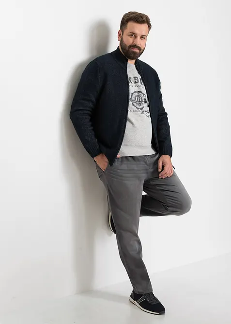 Strikket jakke med st&aring;krage, bonprix