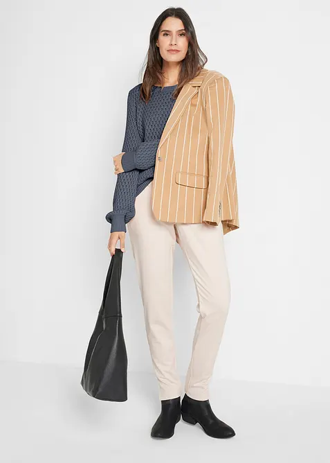 Genser i bomullsmiks med strukturstrikk, bonprix