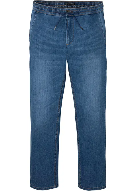 Regular Fit-pull on-jeans i lett materiale med stretch og komfortlinning, Straight, bonprix