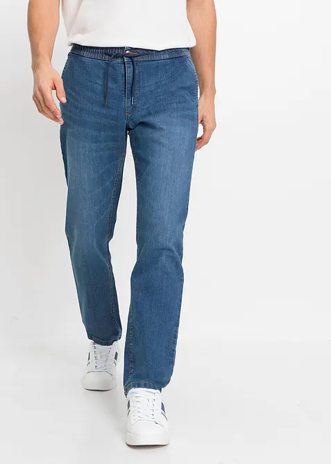 Regular Fit-pull on-jeans i lett materiale med stretch og komfortlinning, Straight, bonprix