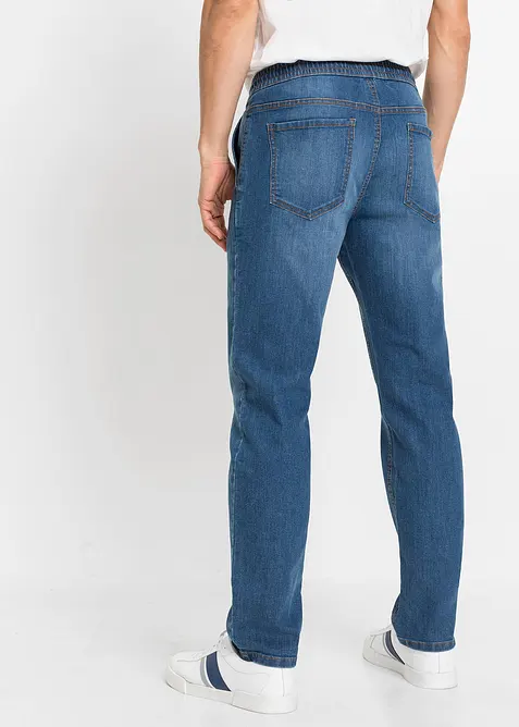 Regular Fit-pull on-jeans i lett materiale med stretch og komfortlinning, Straight, bonprix