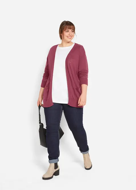 Lang, langermet topp med rund hals (5-pack), bonprix