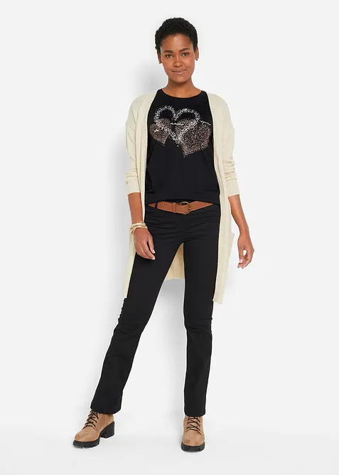 Topp i økologisk bomull med hjerteprint, bonprix