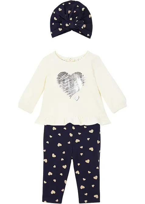 Babytopp+leggings+lue &oslash;kologisk bomull (3-delt sett)&nbsp;, bonprix