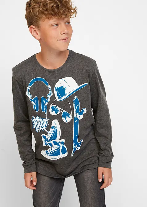 Langermet topp i økologisk bomull (2-pack), bonprix