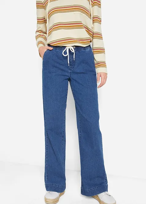 Wide Leg-jeans Mid Waist, Stretch, bonprix