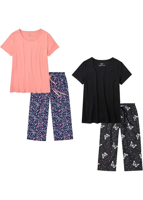 Pyjamas i 100% bomull (2-pack), bonprix