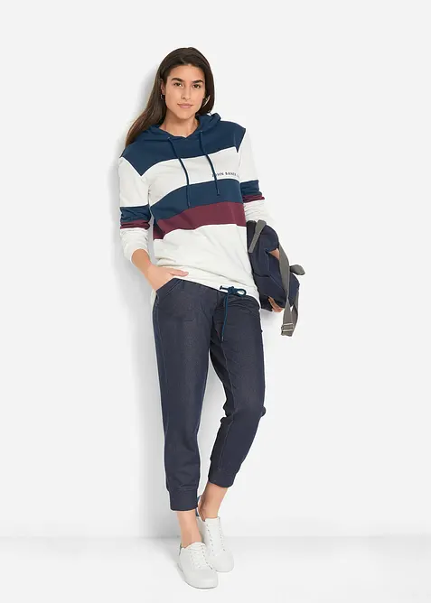 Ankellang sweatbukse i jeans look, bonprix