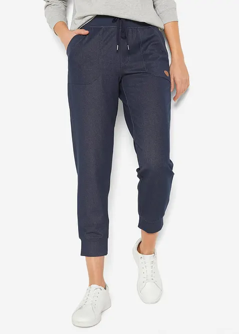 Ankellang sweatbukse i jeans look, bonprix