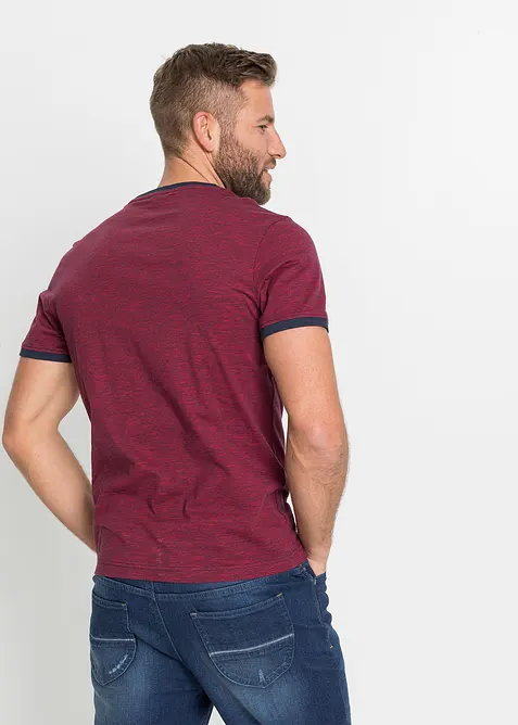 T-skjorte i &oslash;kologisk bomull med sn&oslash;ring i halsen, bonprix