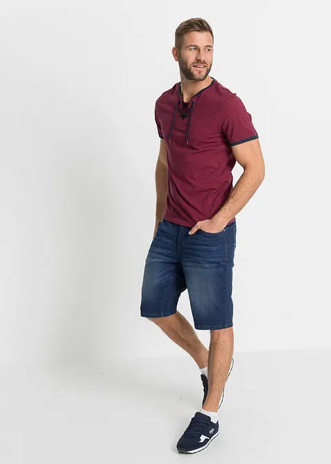 T-skjorte i &oslash;kologisk bomull med sn&oslash;ring i halsen, bonprix